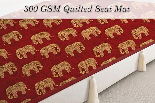 Image of Cloth Fusion Quilted Sofa Cover Seat Mat 2 Seater, Elephant Block | Reversible Jaipuri Print, 120 cm, Seat Cover Only, Decorative Tassel Edging With A Spare, Easy Tuck-In Hold, Not Anti-Slip