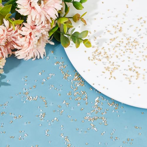 Beebeecraft 1 Box 1000Pcs 2 Color Crimp Tube Beads 925 Sterling Silver 18K Gold Plated Column Spacer Beads Link Connector for Bracelet Necklace Jewelry Making Findings Supplies - Image 4