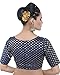 Madhu Fashion Women's Brocade & Georgette Elbow Length Sleeves Readymade Saree Blouse (MF1902_Navy Blue_34)