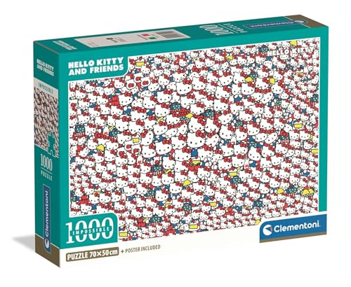 Clementoni – Puzzle 1000 Pièces Impossible Hello Kitty – 14 Ans et + – Jeu de société défi Expert Kawaii – Idée Cadeau