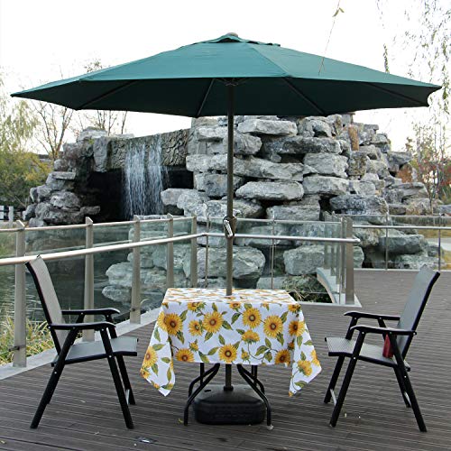 Image of EHouseHome Outdoor Indoor 60inch SquareTablecloth with Umbrella Hole and Zipper, Waterproof Zippered Patio Table Cloths, Spring /Summer Table Covers for Backyard Circular Table /BBQs /Picnic