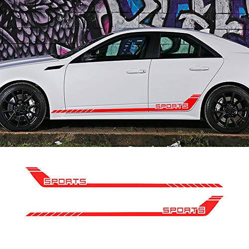 1pair/2Pcs Car Sport Stripes Racing Lower Door Panel Decal for car Side Sticke Fir for All Cars SUV Free Size Matte Color