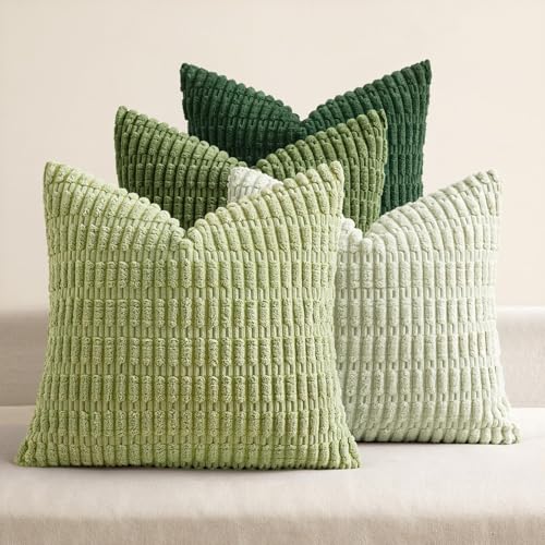 MIULEE Soft Corduroy Spring Throw Pillow Covers Set of 4