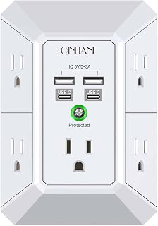 Surge Protector, QINLIANF 5 Outlet Extender with 4 USB Ports(2USB-C)