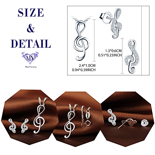 Juegos de joyas de nota musical en plata de ley 925 con elegante collar y pendientes para mujer 2