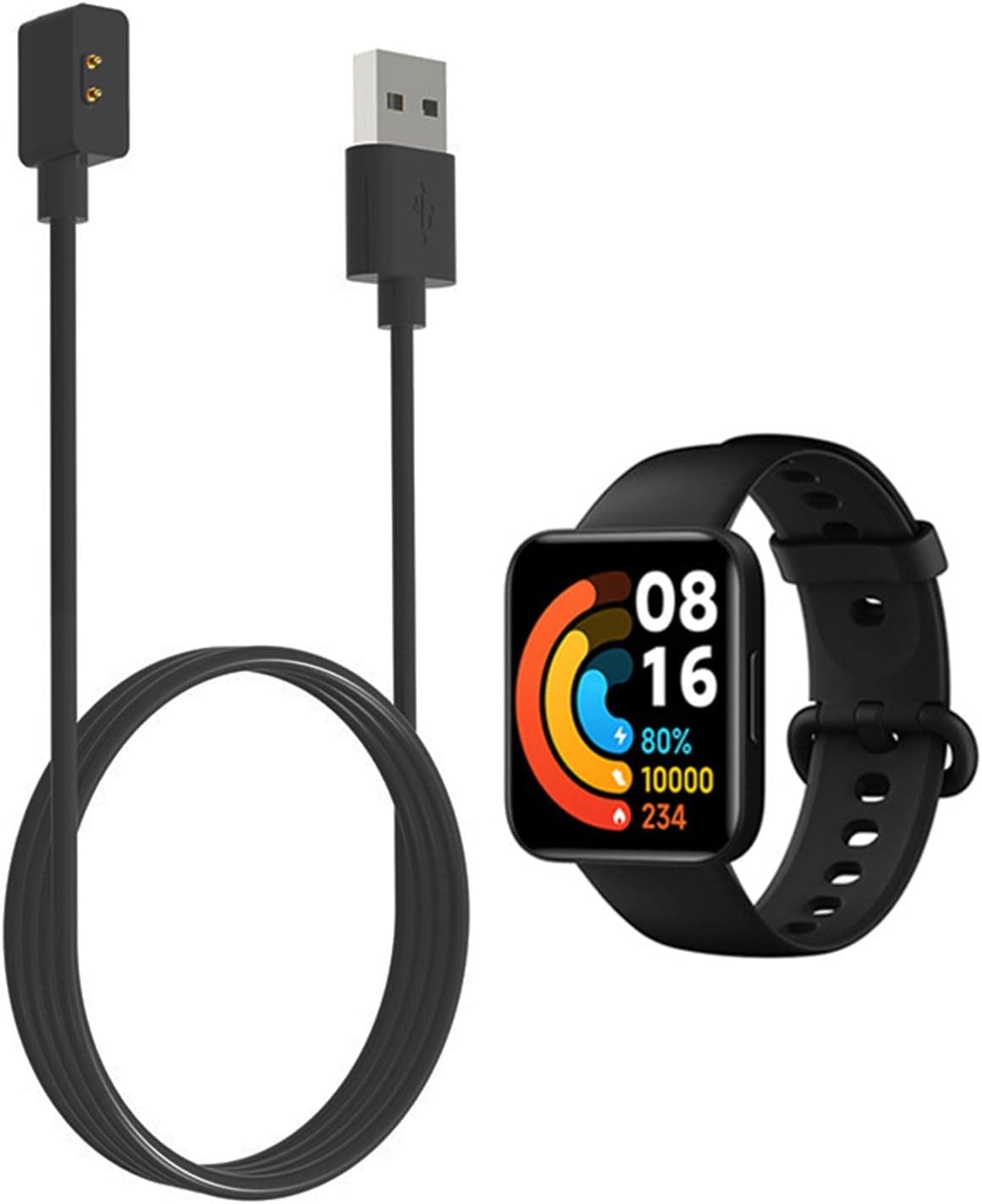 Caricatore Magnetico Per Xiaomi Redmi Watch 3/2 Lite/Smart Band Pro/Mi Band 7 Pro - Cavo USB 1m, Nero