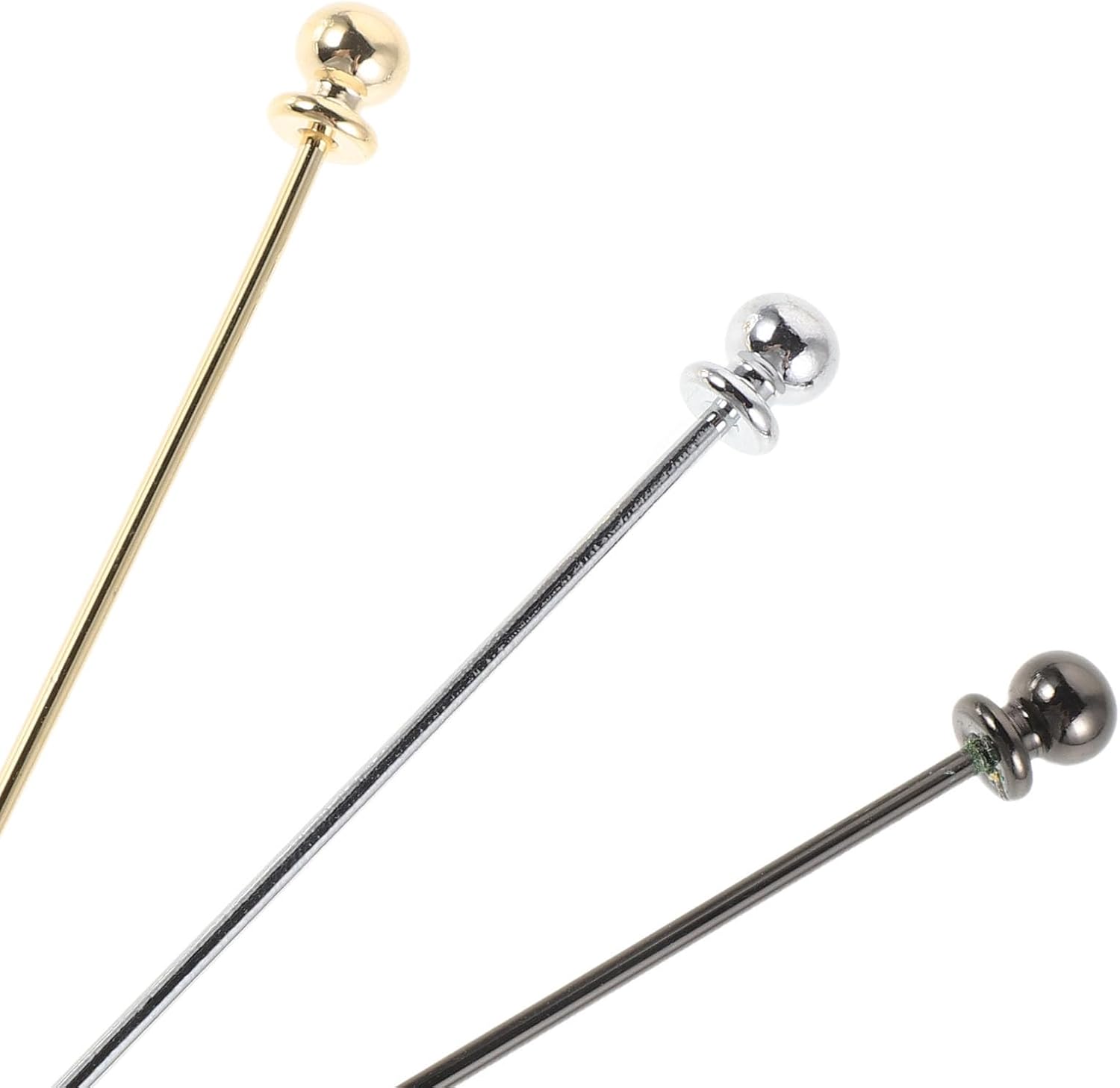 Operitacx 3pcs Collar Pin - Shirt Collar Tie Pins for Men - Copper Brooch Needle Suit Tie Hat Scarf Badge for Wedding & Business Costume (Black, Silver, Golden)