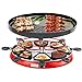 Huachaoxiang Raclette Grills Käse, Traditioneller Gourmet-Partygrill Mit 8 Antihaft-Pfannen Einstellbare Thermostatische Wärmeregelung 1300W,Rot