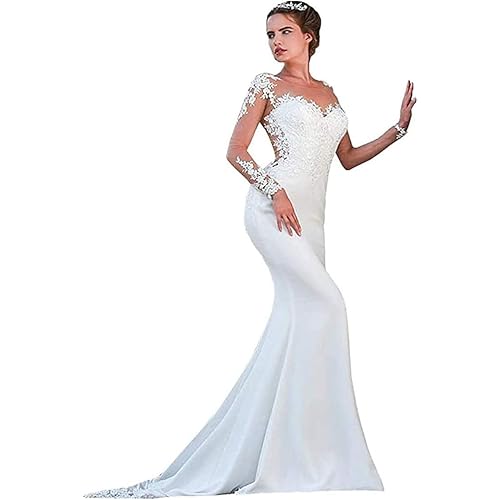 Beach Wedding Dresses for Bride 2025 Long Sleeve Lace Boho Bridal Gowns for Women WDW001