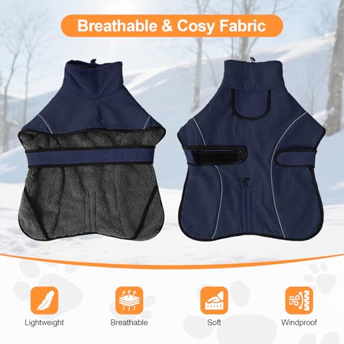 Dotoner hundemantel Winter wasserdicht mit Geschirr Hunde wintermantel warm Winddicht Fleecefutter hundejacke reflektierend für Grosse Hunde