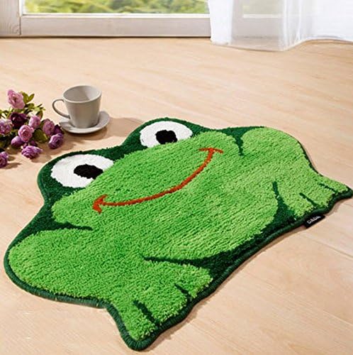 Homat Approx.18x25"Super Cute Child Cartoon Frog Shaped Color Green Smooth Carpet Mat Rug Floor Bedroom Non-Slip Indoor Rug Pad Home Decoration