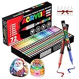 TECADA 72 Colors Acrylic Paint Markers, Soft Brush Tip Acrylic Markers Set, Paint Pens for Wood, Fabric, Canvas, Glass, Stone, Canvas, Rock Painting and DIY Crafts Art Supplies