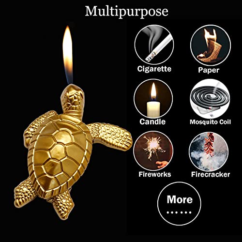 Torch Lighter, Creative Desktop Golden Turtle Butane Lighter, Cool Portable Gas Lighter, Adjustable Soft Flame Lighter, Refillable Butane Lighter For Outdoor Indoor Men Boyfriends Gift(Turtle) #TOP1