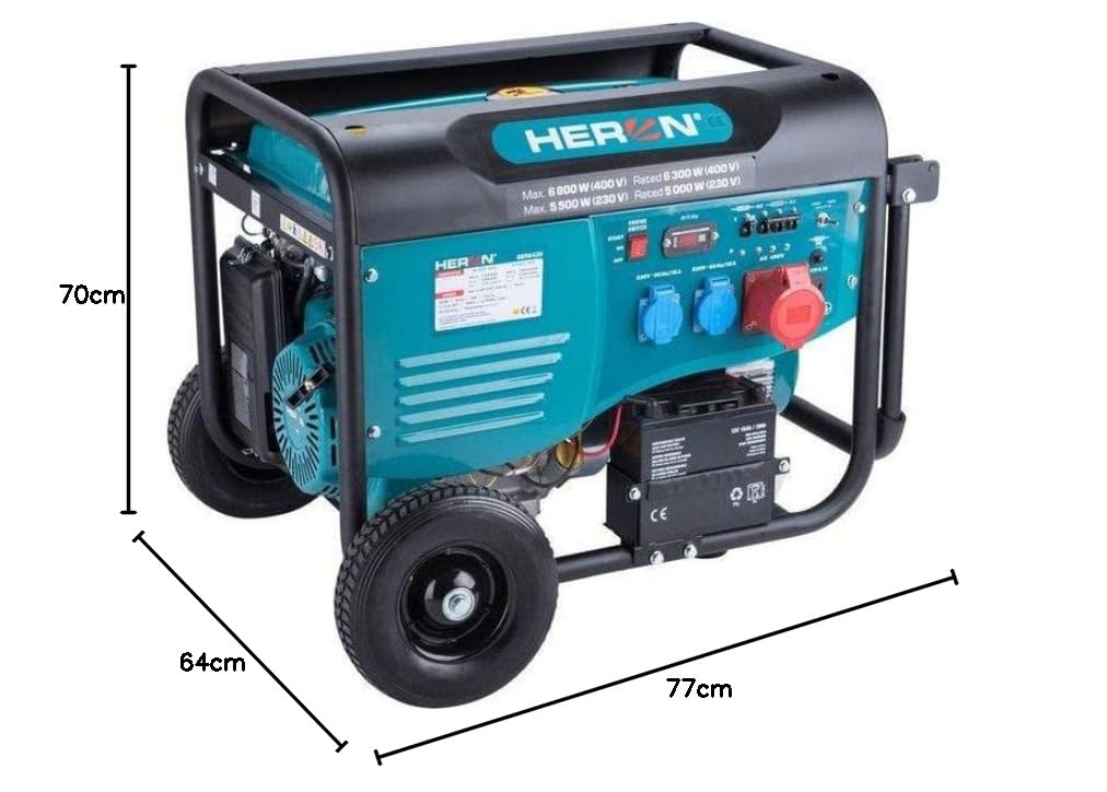 Heron, generatore di benzina 3F, 6,8 kW/6,3 kW, avviamento elettrico