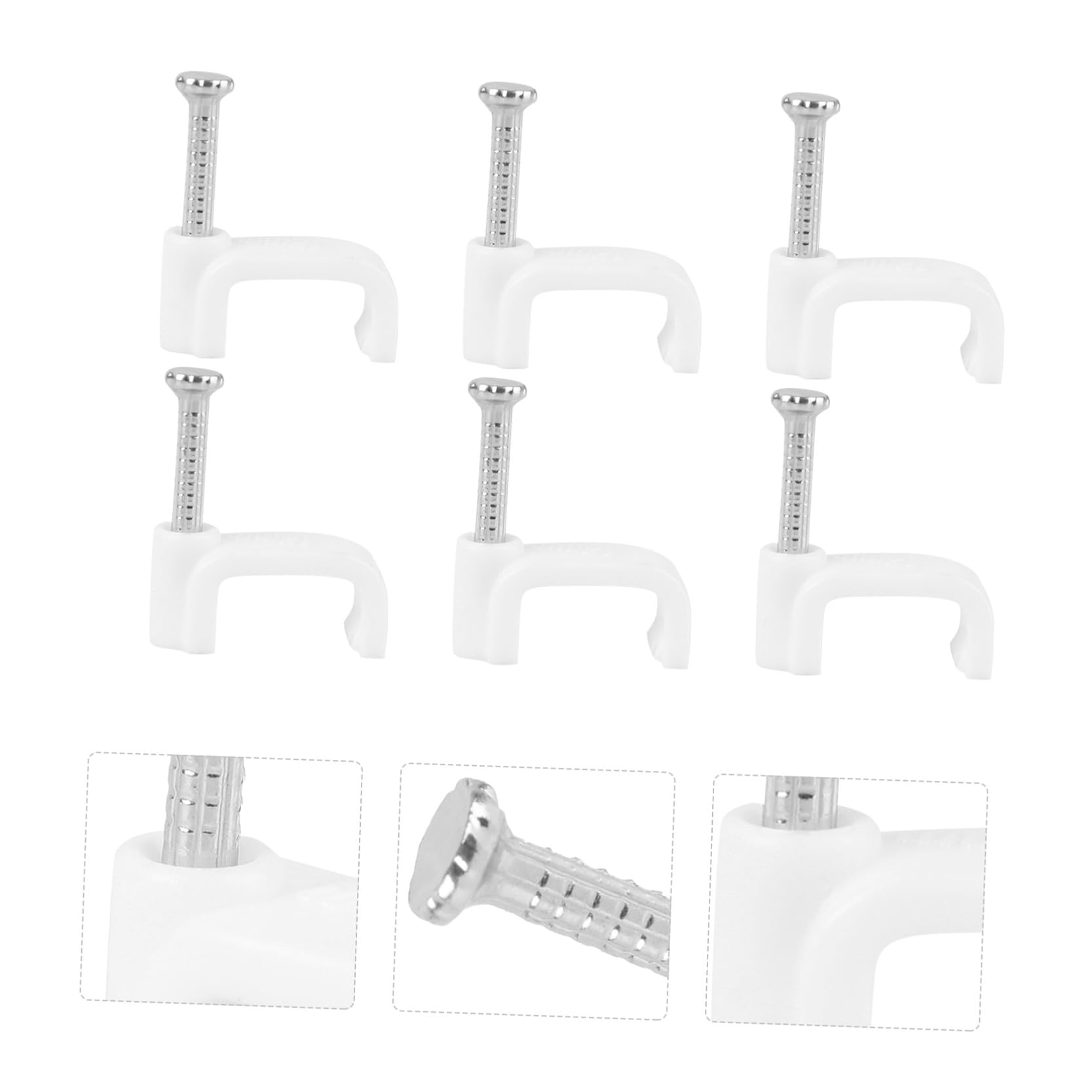 Clip Gestione Cavi Chiodo in Acciaio, Bianco 500 Pezzi | Pe, Buona Isolazione e Resistenza All'invecchiamento, per Cavo Audio Coassiale e USB in Ufficio e Casa