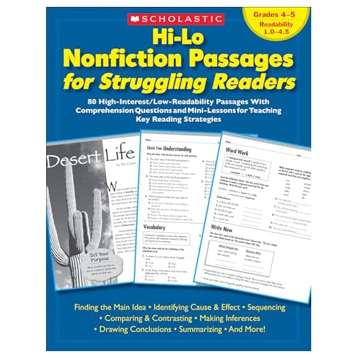 Hi-Lo Nonfiction Passages for Struggling Readers: Grades 4–5: 80 High-Interest/Low-Readability Passages With Comprehension Questions and Mini-Lessons for Teaching Key Reading Strategies