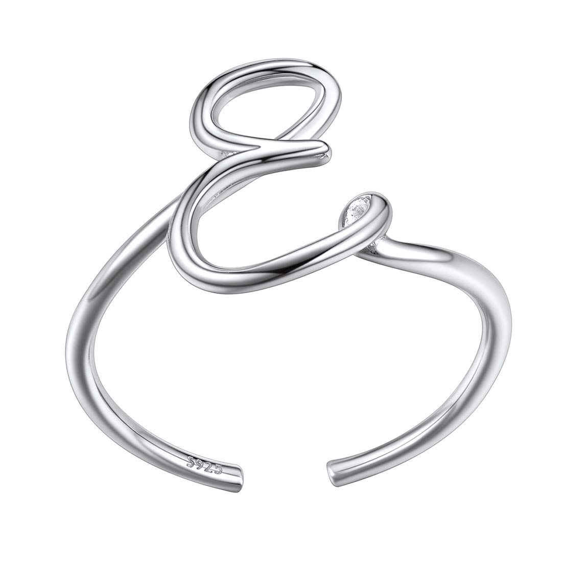 SILVERCUTE S925 Initial Rings, Adjustable Size 6-12 Statement Alphabet Letter A-Z Jewelry Personalized Twisted Initials Rings Sterling Silver Stacking Ring for WomenRecycled Claim Standard Blended