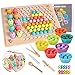 Angelspiel aus Holzspielzeug,Clip Beads Brettspiel Set,Mosaik Legespiel,Lernspiele Geschenk für Kinder Kleinkind ab 2 3 Jahre