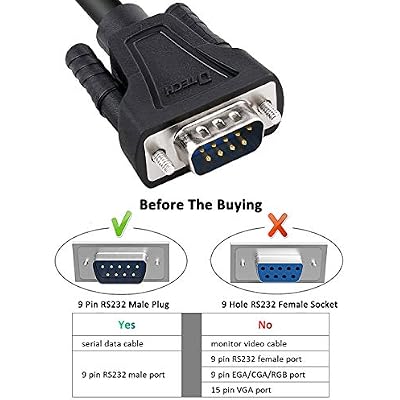 DTECH 1.5ft DB9 Serial Cable COM Port Male to Male RS232 Straight Through 9 Pin Data Cord (0.5 Meter, Black)