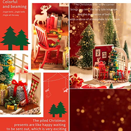 Montidey Diy Miniature Dollhouse Kit Bring Furniture 3D Wooden Model Toy With Led Light 1:24 Scale Creative Room Christmas Birthday Gift (Christmas Limit) #TOP1