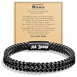 YIBONIKA N Meinen Mann Armband Geschenke für Männer - Schwarz Armband Herren mit Gravur Ich liebe Dich für Mann Ehemann Freund Ihn, Männer Armband Geschenke für Geburtstag Valentinstag