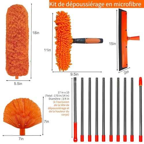 Plumeau Télescopique 6m, Manche, Tête de Loup et Balai Toile d'Araignée – vue 2