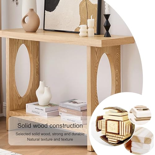 Mesa recibidor entrada madera natural consola pasillo 140cm 6