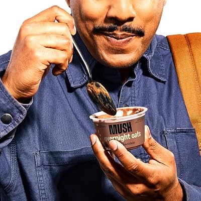 MUSH Overnight Oats - Dark Chocolate - Good Source of Fiber, Non-GMO, Dairy Free, Gluten Free, 5oz