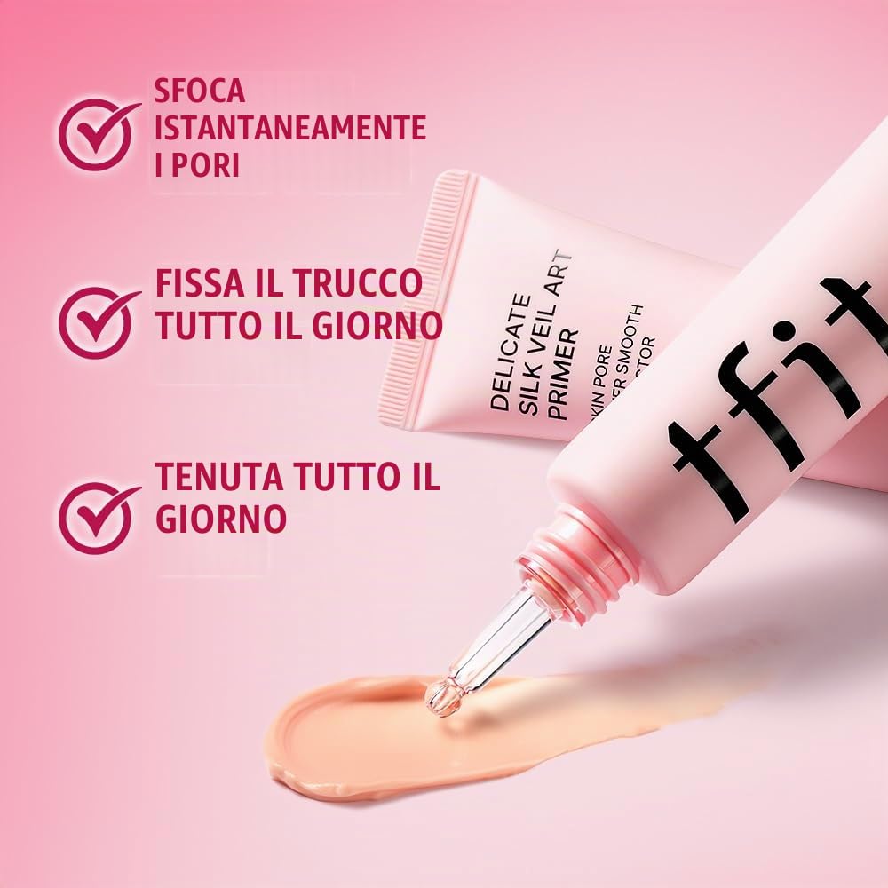 TFIT Delicato primer artistico per velo di seta - Trucco coreano, primer per trucco opaco senza pori per pelle grassa (leggero, idratante), riempitivo dei pori sfocati, 1,01 FL. Oz.