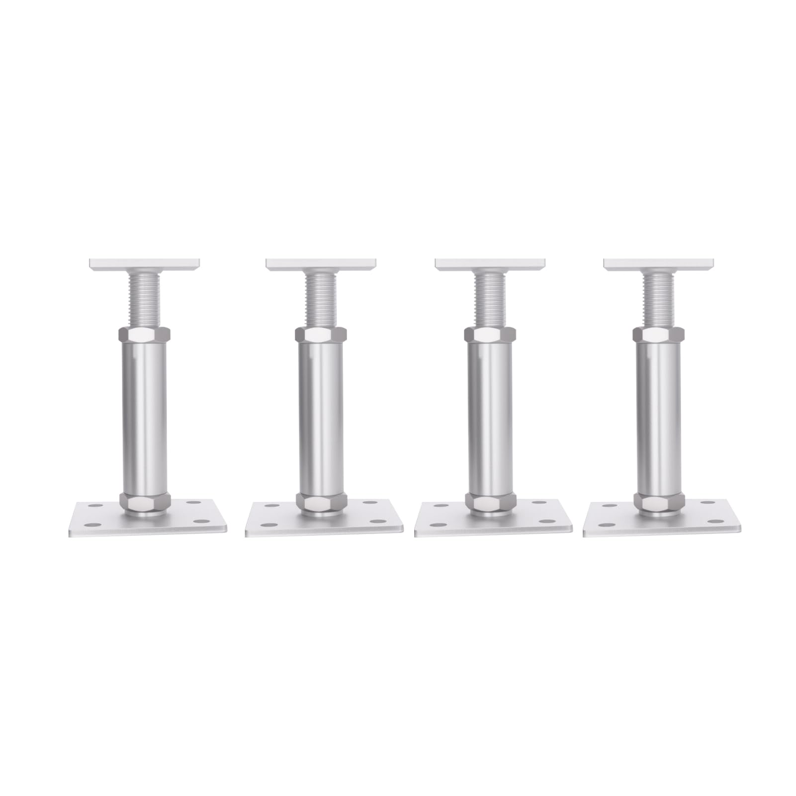 4Pcs Supporti per pali regolabili in altezza con pattini 150-190mm, piedi di supporto in acciaio zincato, supporti regolabili in altezza, supporti per pali regolabili e piedi di supporto regolabili in