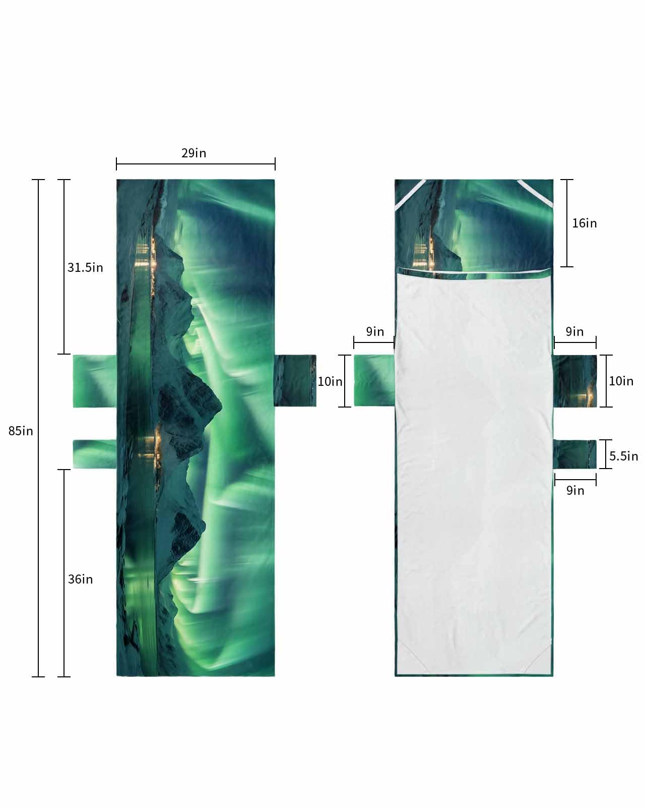 Turquoise Beach Lounge Chair Towel Cover, Soft Chaise Lounge Towel with Side Pockets Patio Pool Chairs Cover for Beach/Pool Sunbathing 29x85 Teal Aurora Iceland Scenery Mountain