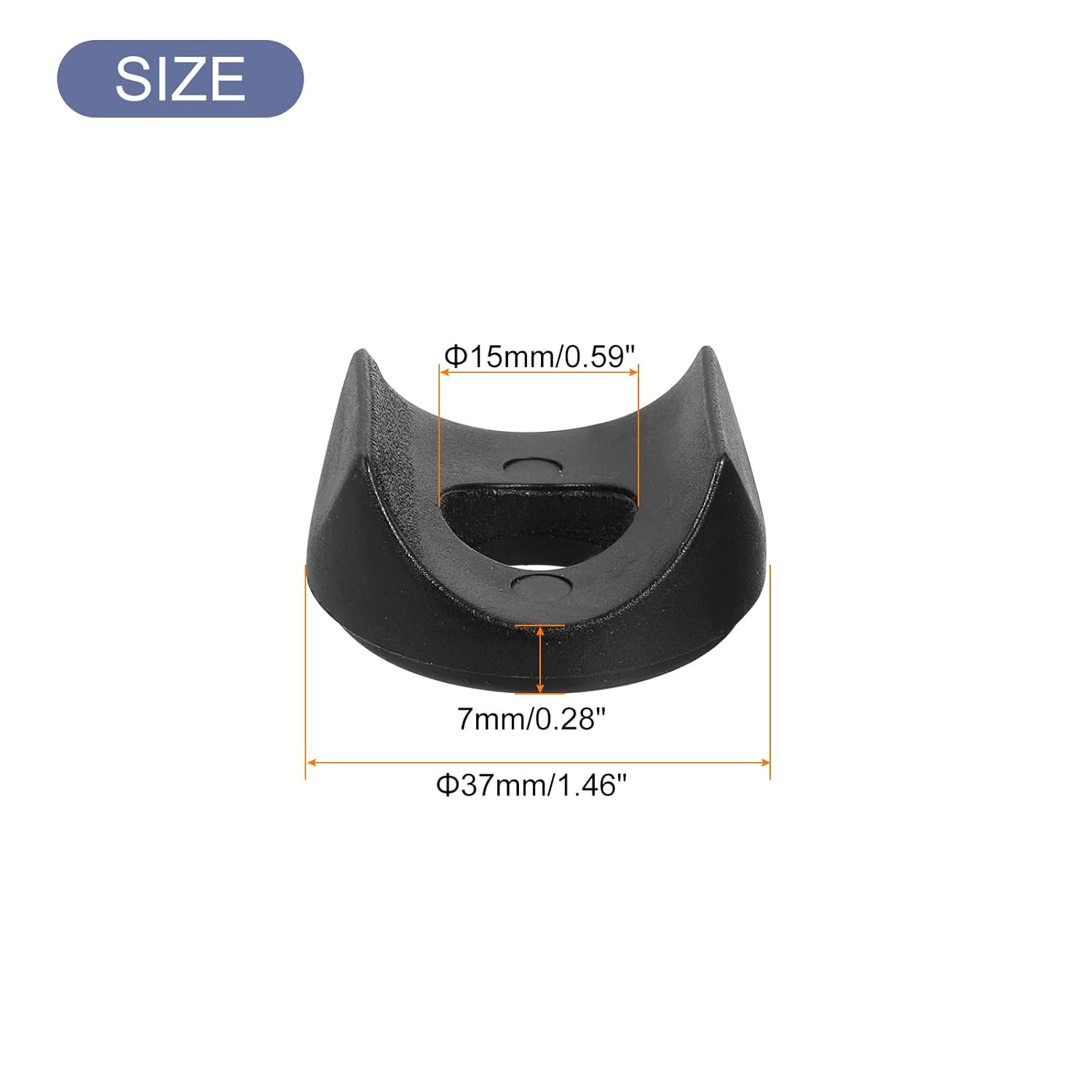 Pack of 6 Round Plastic Washers 15 mm x 37 mm x 7 mm Black PE Concave Washer Fastening Element Hardware Machine Attachment for Round Pipe Mounting