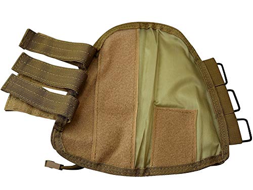 Gexgune Military Outdoor Tactical Rifle Buttstock Cheek Rest Ammo Pouch Portable Stock Shell Cartridge Holder Hunting Mag Pouch (Khaki) #TOP2