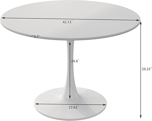 Miniatura 7 de DKLGG Mesa de comedor redonda moderna de 42 pulgadas con tablero de mesa de MDF mesa de pedestal de base de metal mesa de cocina para 4 a 6 personas
