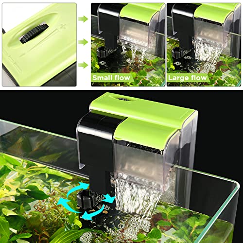 SOUSLOW Filtro para Acuario 450 L/H,5W Acuario Sumergible Filtro, Flujo de Agua Ajustable y Silencioso, Circulación de Oxígeno para 10-100 litros de Acuario 2 Filtración de 3 capas, el filtro del tanque de peces está equipado con una esponja de filtro y 1 placa de filtro de carbón activado, que ayuda a eliminar continuamente los olores y las heces, manteniendo el acuario nublado limpio y fresco.
Flujo ajustable, el flujo de agua se puede ajustar libremente según el tamaño de la pecera o la situación real, y el flujo de agua correcto se puede seleccionar fácilmente simplemente girando el interruptor de ajuste.
Diseño silencioso, diseño de bajo ruido, el filtro del acuario es muy silencioso, el ruido es inferior a