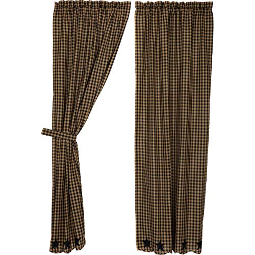 VHC-Brands-Star-Cotton-Primitive-Curtains-Rod-Pocket-Tie-Backs-Appliqued-Panel-Pair-of-King-Raven-Black VHC Brands Star Cotton Primitive Curtains Rod Pocket Tie Backs Appliqued Panel Pair of King Raven Black