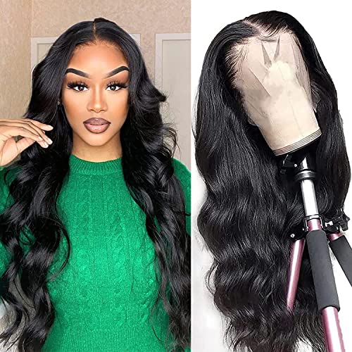 CSCHS Lace Front Wigs Human Hair 13X4 HD Transparent Body Wave Frontal Wig Glueless Wigs Human Hair Pre Plucked with Baby Hair 24 Inch 100% Unprocessed Human Hair Wigs for Black Women