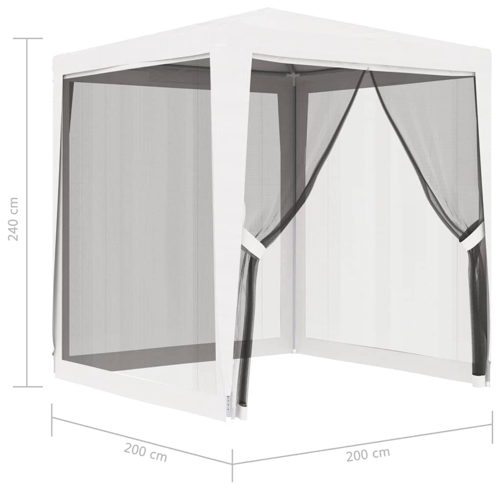 vidaXL Namiot imprezowy z 4 siatkowymi ściankami, 2x2 m, biały
