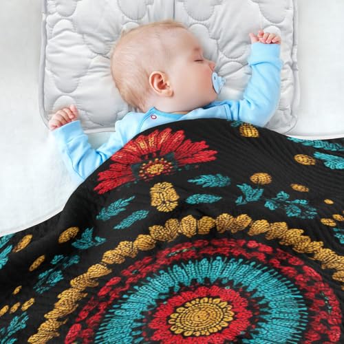 Kigai Ethnic Prints Baby Blanket for Boys Girls Swaddle Blankets Soft Cozy Receiving Blanket Nursery Crib Blankets for Toddler Newborn, 30 x 40 Inch4