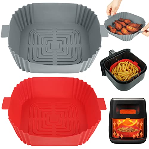 BYKITCHEN Friggitrice ad aria in silicone per friggitrice ad aria, 2 pezzi, pentola in silicone riutilizzabile, cestello da forno in silicone, accessori per friggitrice ad aria COSORI, TOWER, SALTER