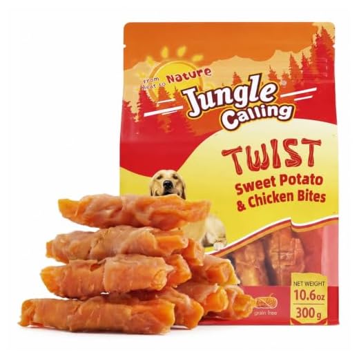 Jungle Calling Dog Treats, Skinless Chicken Wrapped Sweet Potato, Gluten and Grain Free, Chewy Dog Bites for Balanced Nutrition, 10.6oz