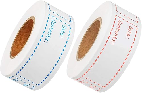 Pegatinas de etiquetas 2 rollos de comida Fecha de comida Pegatinas extraíbles de alimentos Etiqueta de laboratorio Congelador Contenedores de