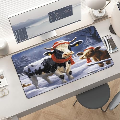 Christmas Snow Cow Desk Pad con Base de Goma Grande 60x30 cm miniatura 6