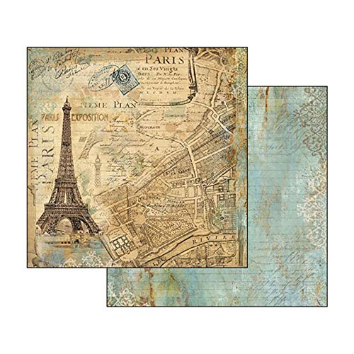 STAMPERIA SBBS12 Around the World - Bloc de papel (10 hojas, 20,3 x 20,3 x 8 pulgadas, doble cara), multicolor
