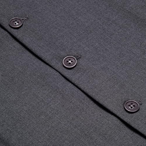 Image of Hi-Tie Men's Formal Suit Vest Solid Fit Vest for Men 3 Pockets V Neck Waistcoat Business Wedding Casual