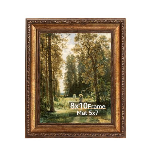 Pequecom 8x10 Vintage Gold Picture Frame, Ornate Victorian Frame for