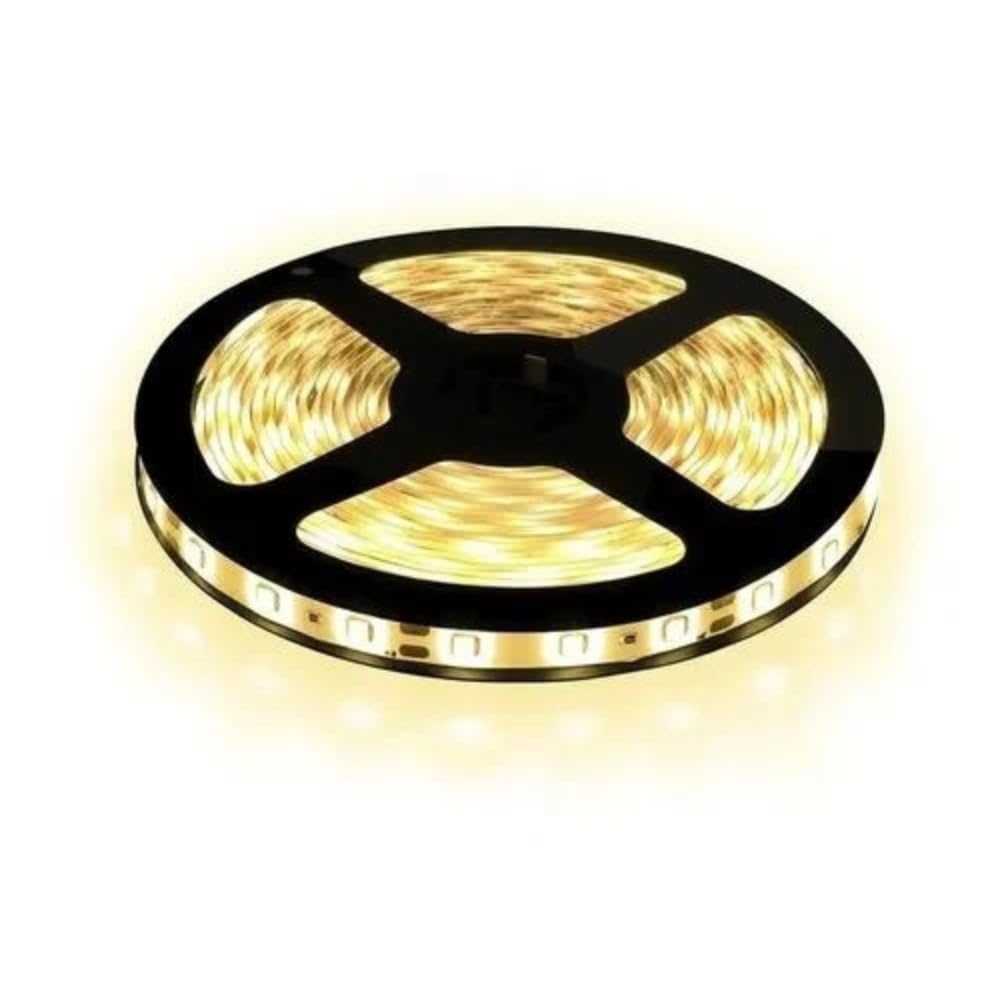 Fita De Led 5 Metros 3528 Branco Quente Ip20 12V 60 Led/m