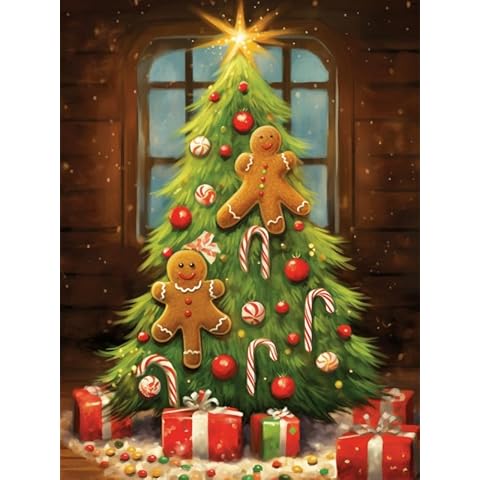 Diamond Painting Kits for Adults, DIY 5D Diamond Art Christmas Tree Picture, Full Drill Diamond Arts and Crafts Kit Christmas Gift for Home Wall Decor 12x16 inch Cover