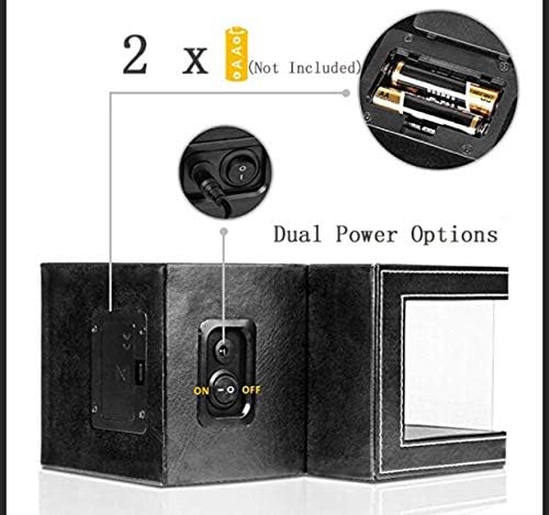 Miniatura 5 de AOKELILY Bobinador automático de un solo reloj, en carcasa de madera y cuero negrofibra de carbono, motor japonés