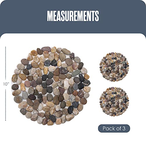Houseables Stepping Stones Outdoor, Garden Walkway Riverstones, Round Step, 10”, 3 Pack, Multicolor Resin, Decorative Pebble, River Rock, Circular Stepstones For Yard, Walkway Pathway, Lawn, Landscape #TOP1